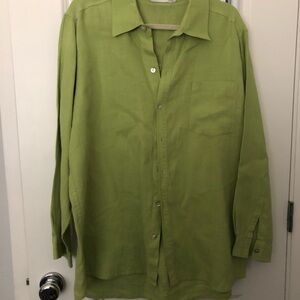 Linen Green Button Down Shirt